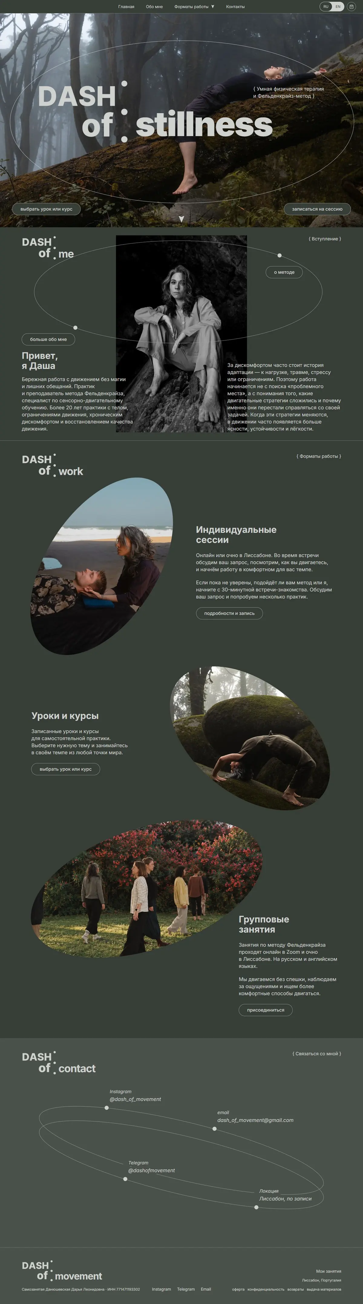 Dash of Movement: сайт на компьютере